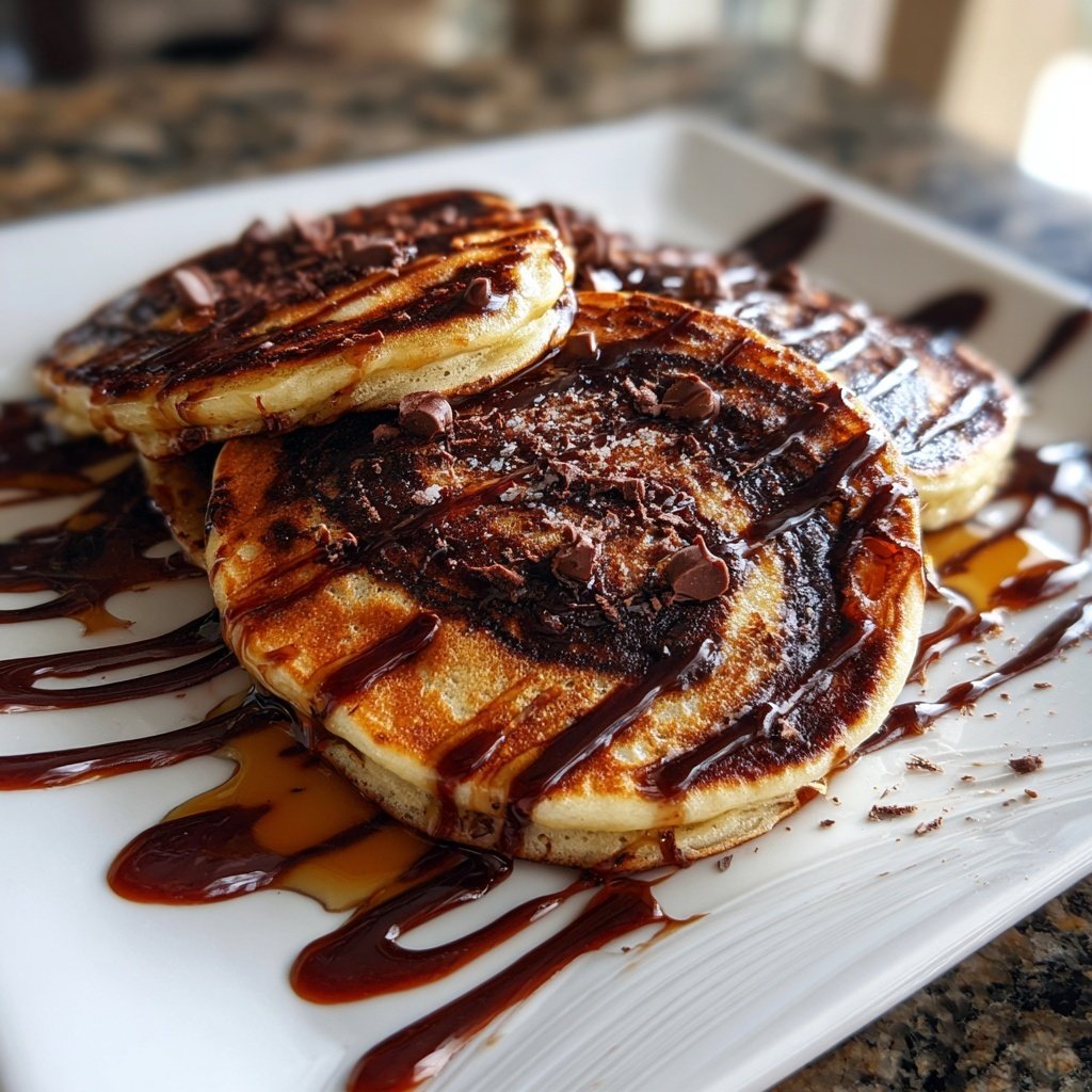 Valentine Breakfast Chocolate Banana Pancakes