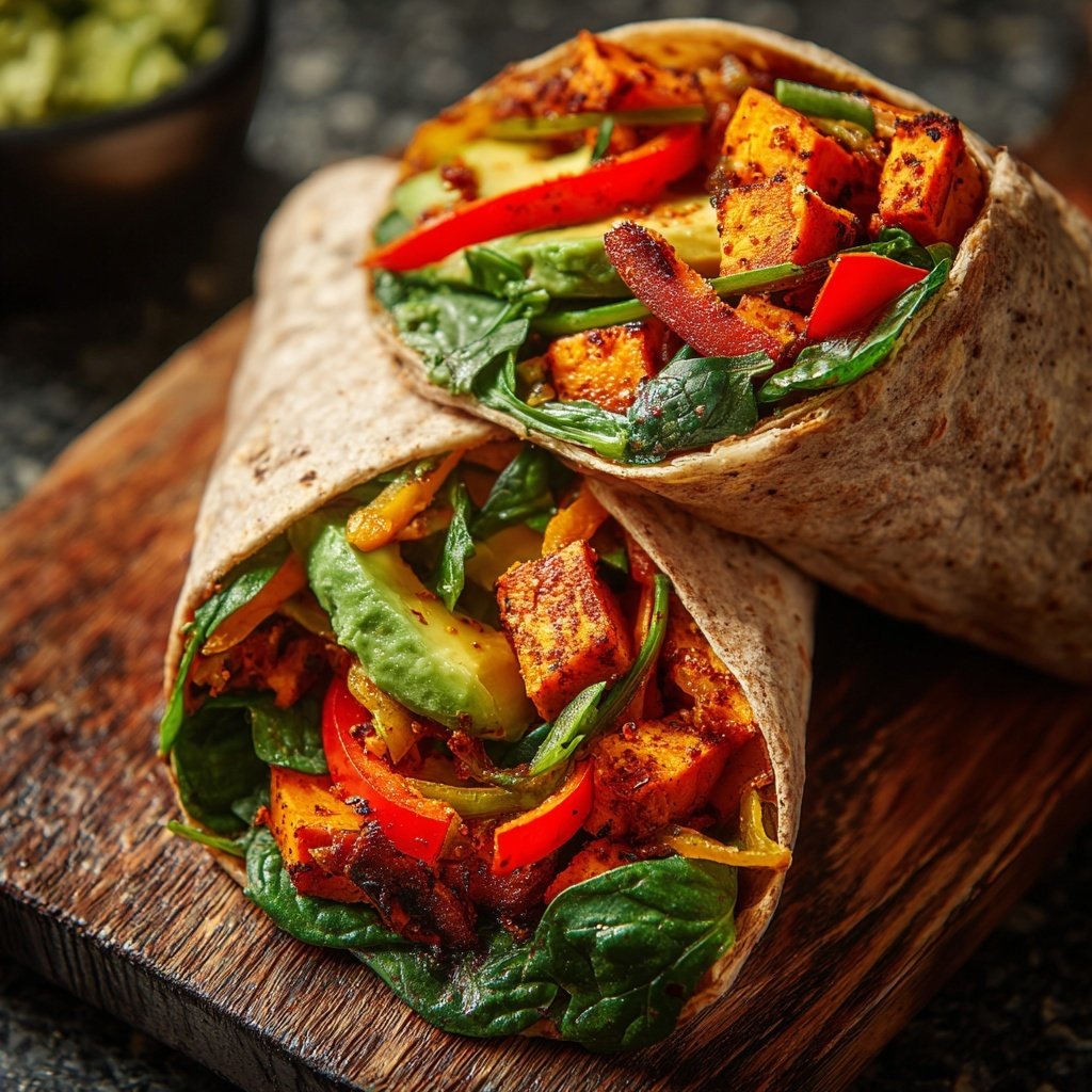Roasted Sweet Potato Veggie Wrap Bowl