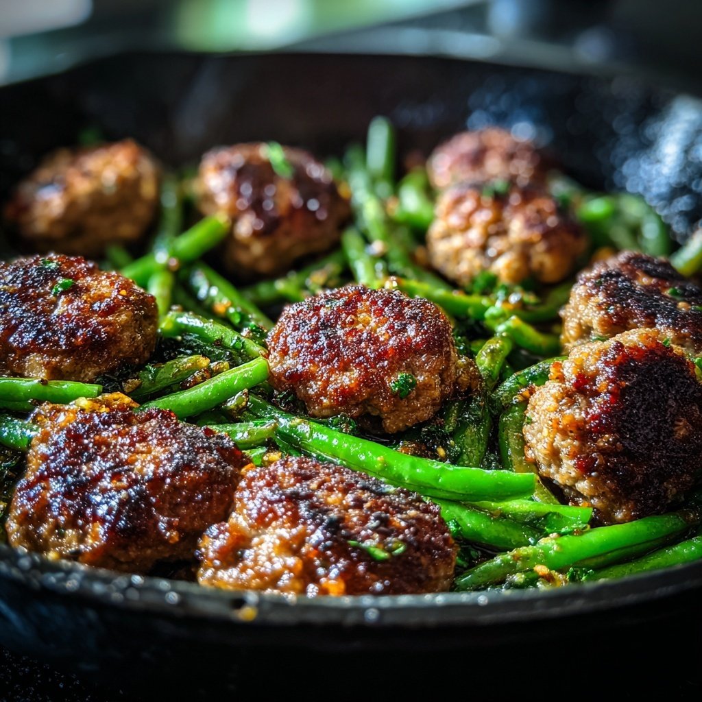 Hamburger Meat And Green Bean Skillet