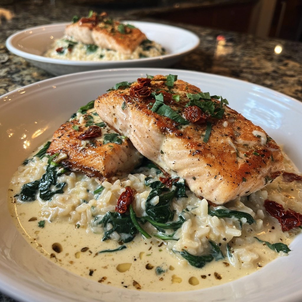 Creamy Tuscan Salmon With Rice