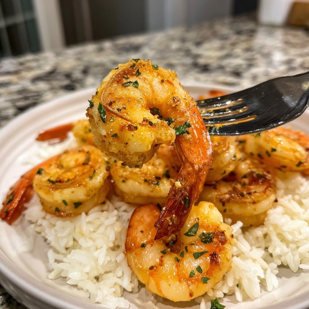 Lemon Garlic Shrimp With Rice
