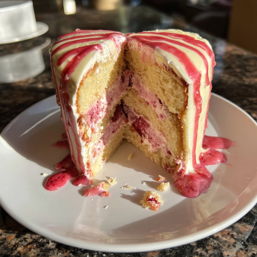 Mini Heart Cake with Vanilla Strawberry Marble