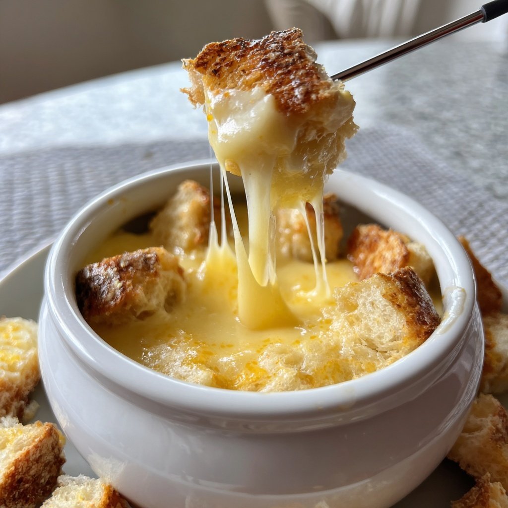 Fondue with Beer and Swiss Cheese