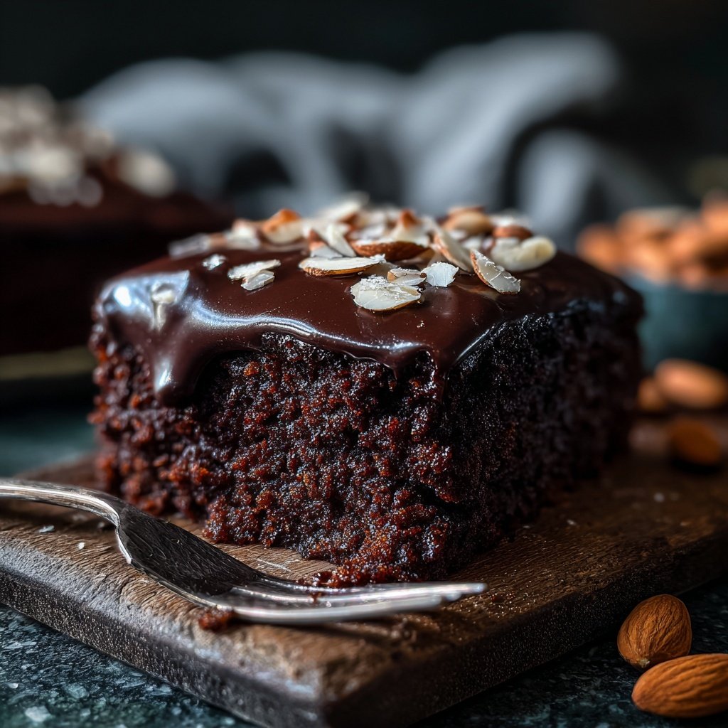 Moist Chocolate Almond Snack Cake
