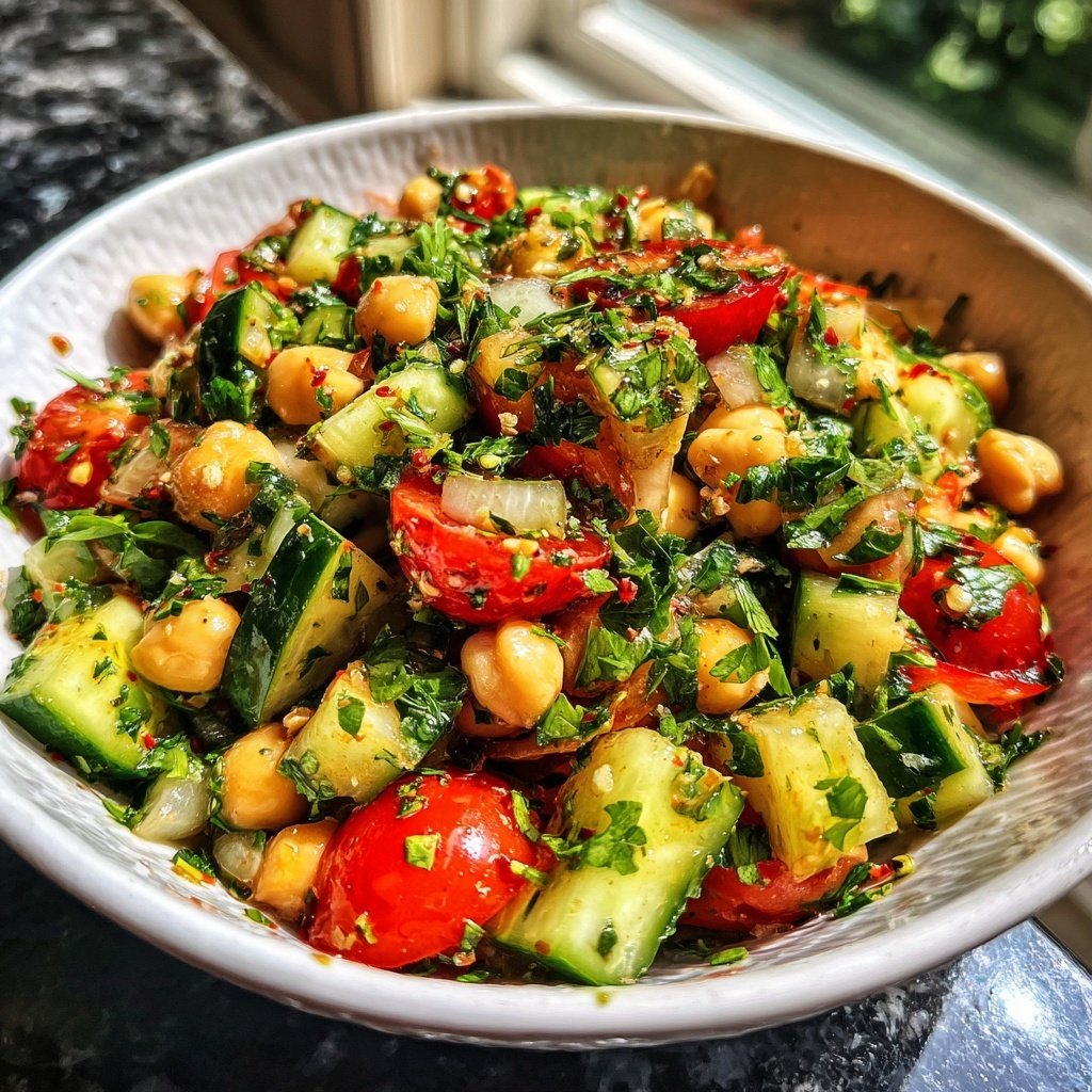 Mediterranean Chickpea Salad With Cucumber